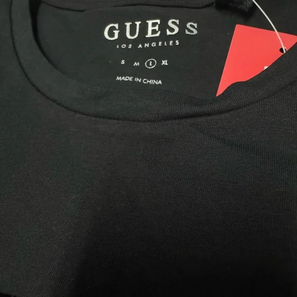 Guess Los Angeles W L Black T-Shirt  Carlee Triangle Tee Front Logo Embroidery - Picture 9 of 9